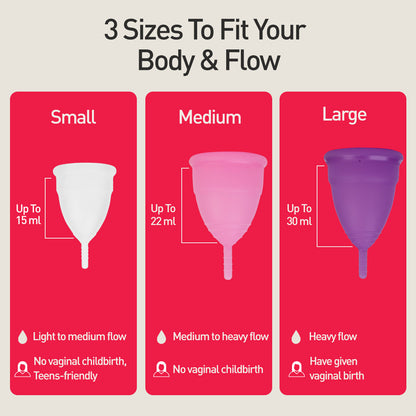 Menstrual Cup (Pack of 1) – 100% Medical-Grade Silicone, Reusable, 8 Hours Leak-Proof Protection