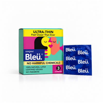 Bleu Ultra-Thin Vegan Condoms – 100% Natural Latex, Fragrance-Free (Pack of 3)