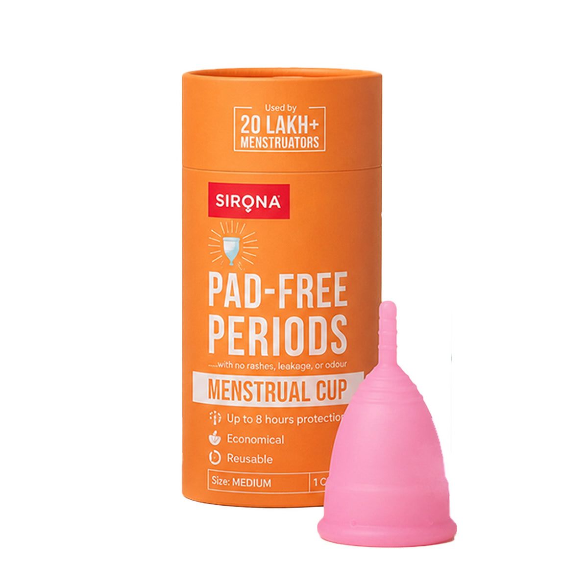Menstrual Cup (Pack of 1) – 100% Medical-Grade Silicone, Reusable, 8 Hours Leak-Proof Protection