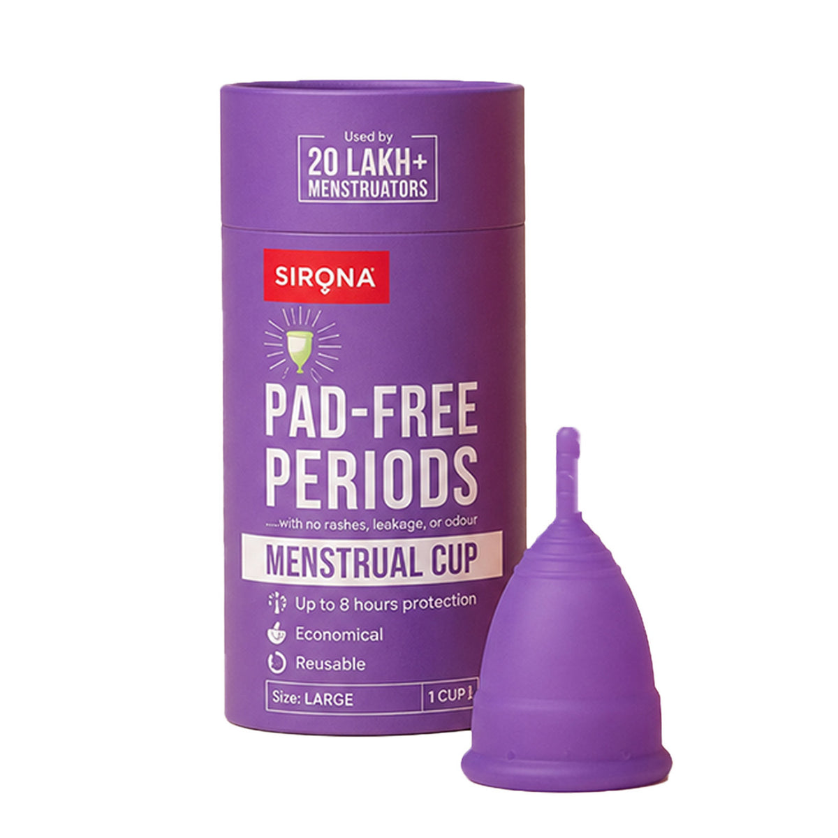 Menstrual Cup (Pack of 1) – 100% Medical-Grade Silicone, Reusable, 8 Hours Leak-Proof Protection