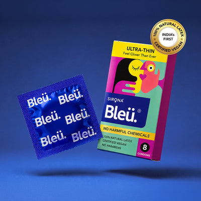 Bleu Ultra-Thin Vegan Condoms – 100% Natural Latex, Fragrance-Free (Pack of 8)