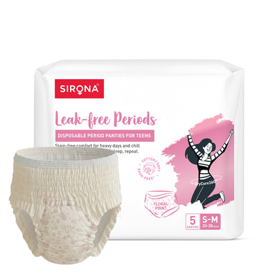 Sirona Disposable Teens Period Pants – Pack of 5, Ultra-Soft Leak-Proof Protection