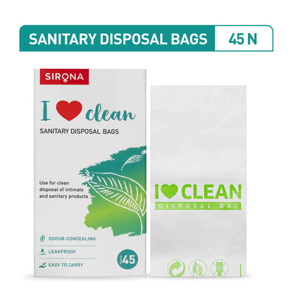 Sirona Oxo-Biodegradable Sanitary and Diaper Disposal Bags, Odour-Concealing, Tamper-Proof, Leak-Proof (Pack of 45 Bags)