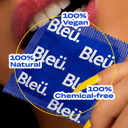 Bleu Ultra-Thin Vegan Condoms – 100% Natural Latex, Fragrance-Free (Pack of 8)