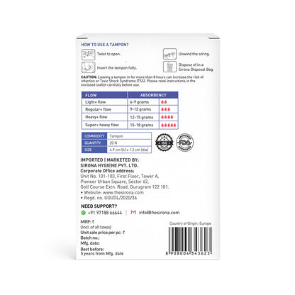 Digital Tampon Regular+ Flow (1 Pack of 20 Tampons)