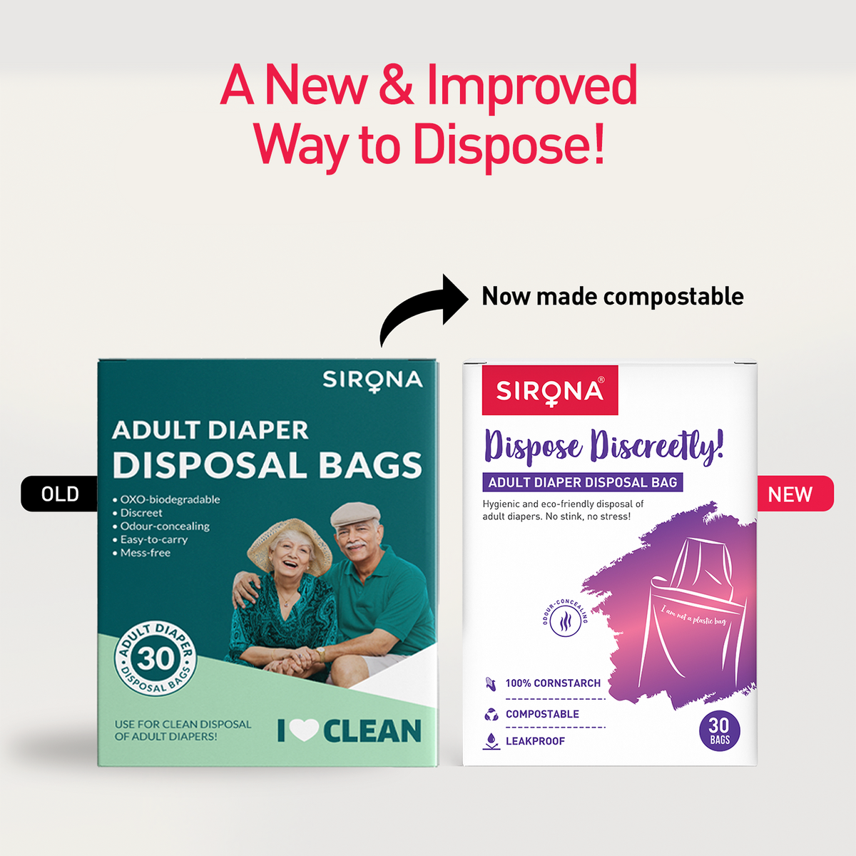 Adult Diaper Disposable Bags (Pack of 30 Bags)