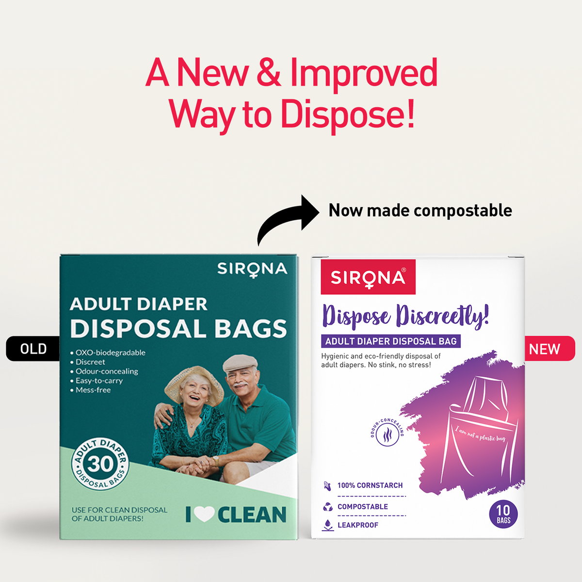 Adult Diaper Disposable Bags (Pack of 10 Bags)