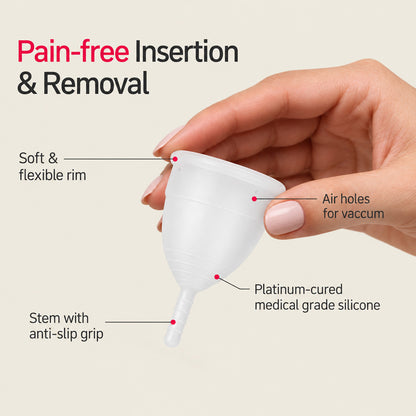Menstrual Cup (Pack of 1) – 100% Medical-Grade Silicone, Reusable, 8 Hours Leak-Proof Protection