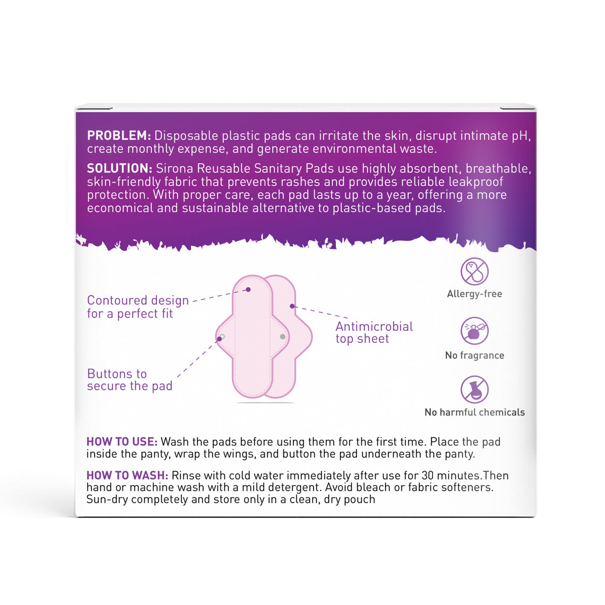 Reusable Sanitary Pads (1 Pack of 4 Pads)