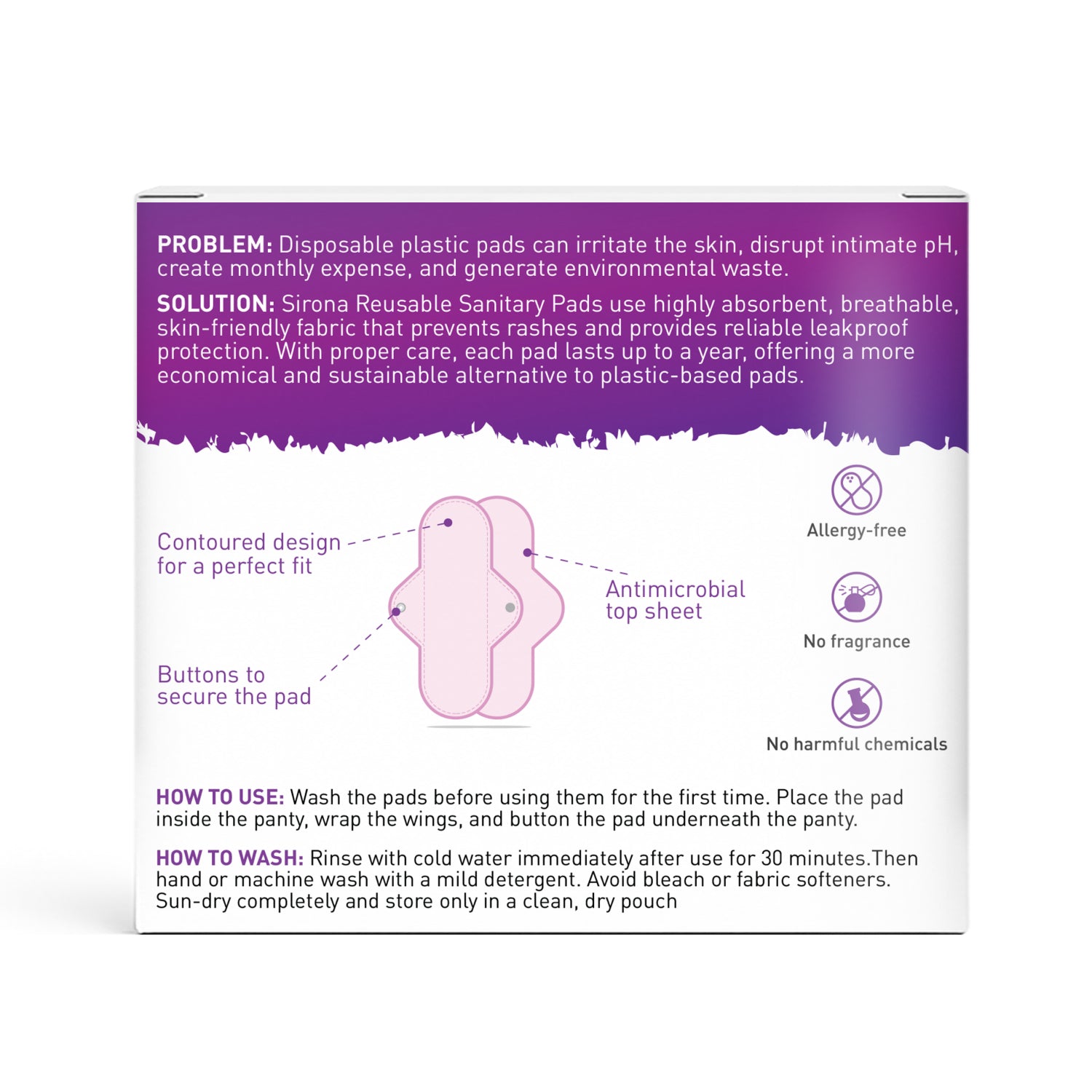 Reusable Sanitary Pads (1 Pack of 4 Pads)