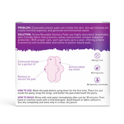 Reusable Sanitary Pads (1 Pack of 4 Pads)