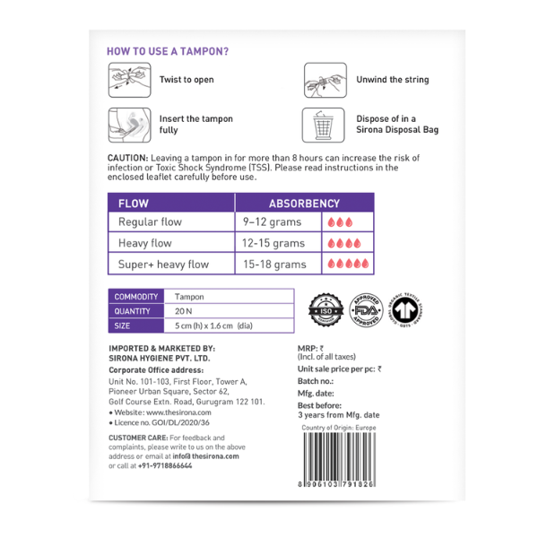 Sirona Super+ Heavy Flow Tampons