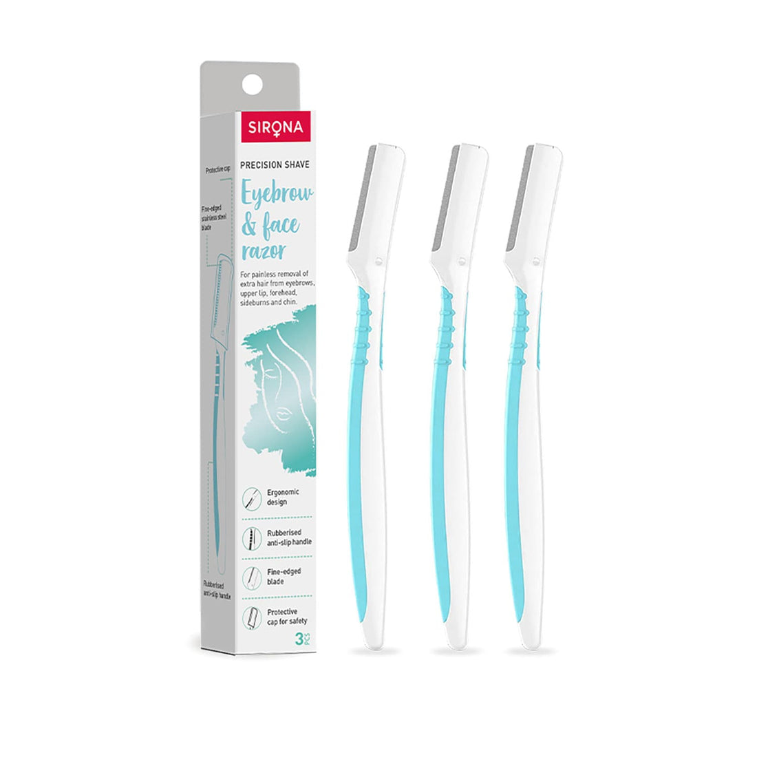 Sirona Eyebrow Razor Pack of 3_Turquoise