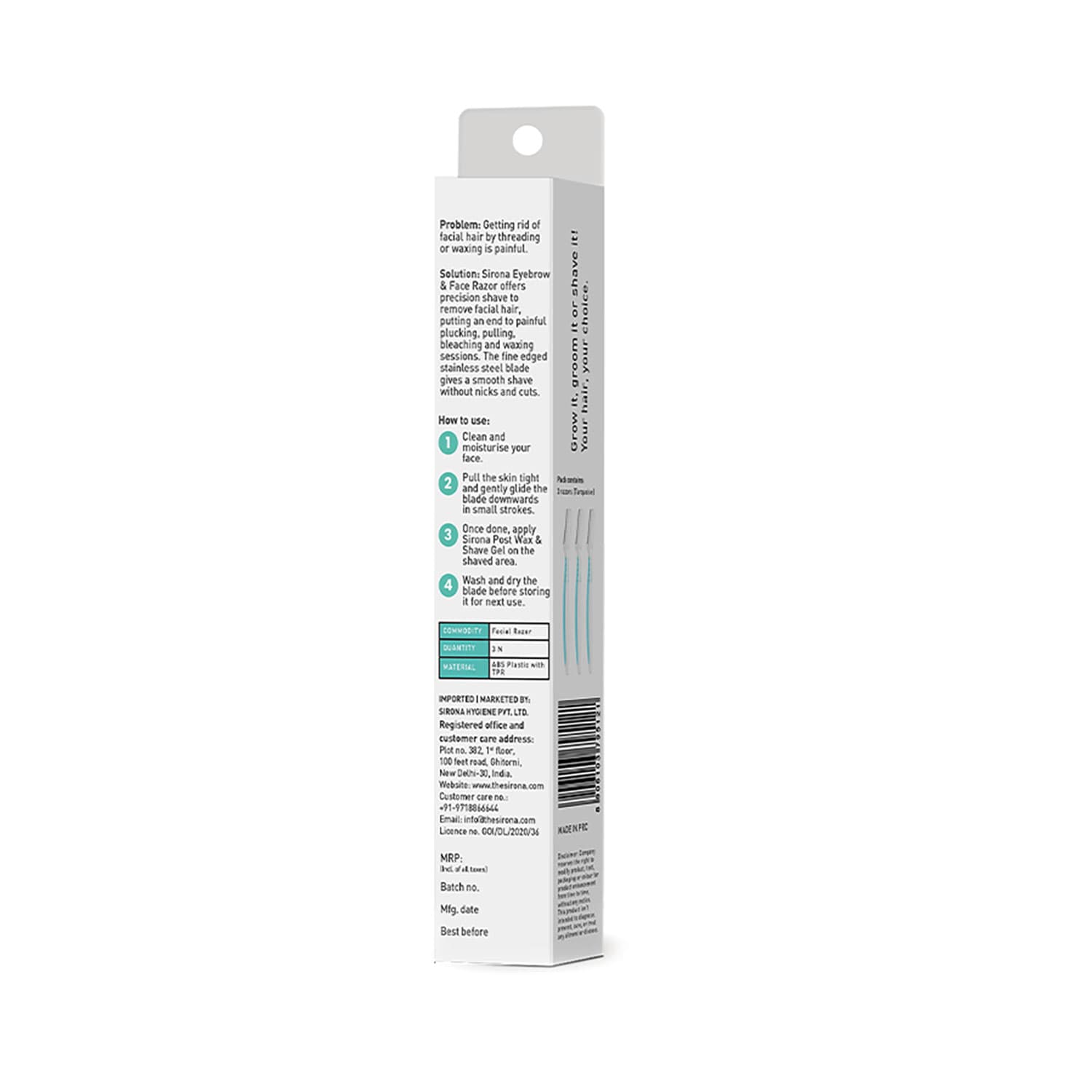 Sirona Eyebrow Razor Pack of 3_Turquoise
