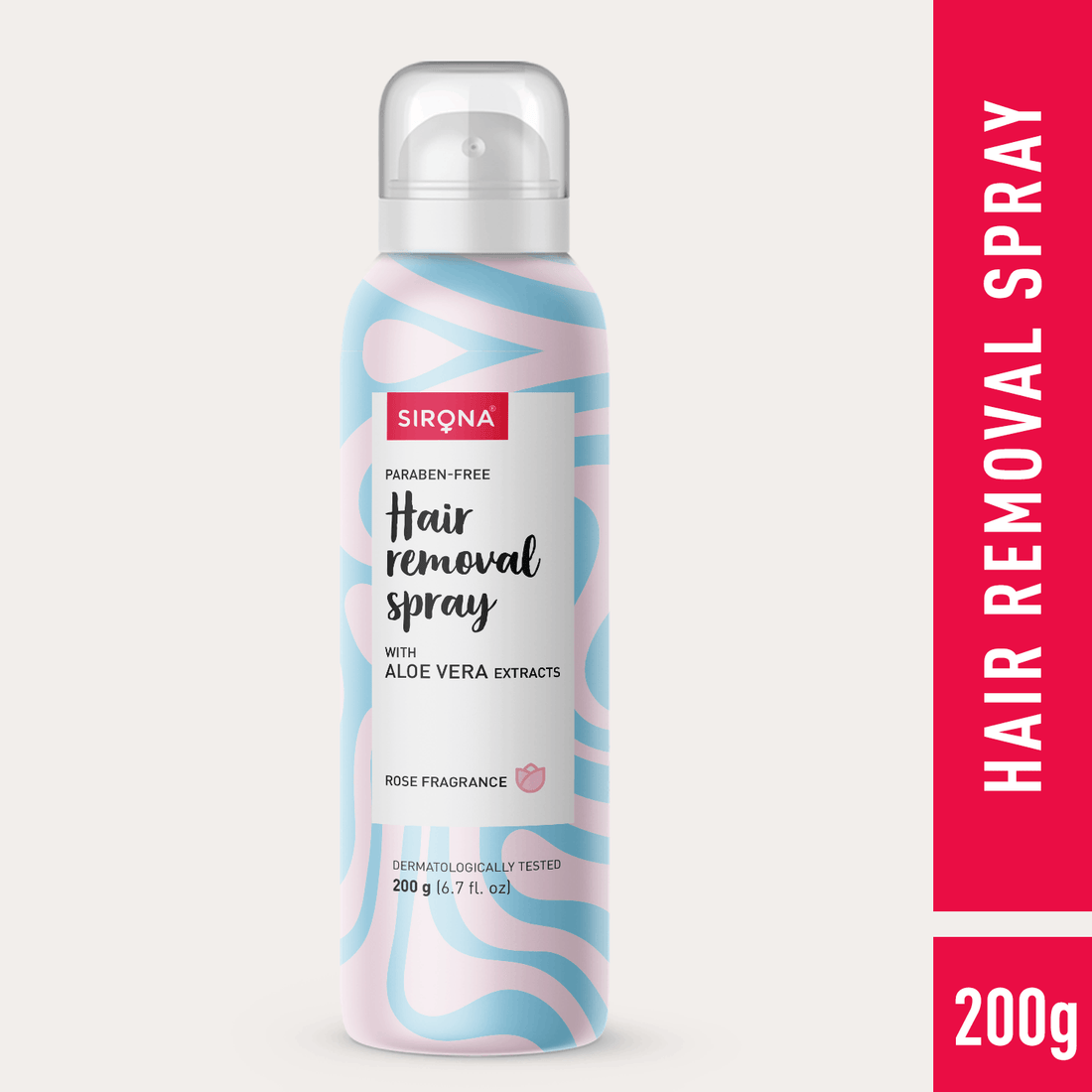 Sirona Hair Removal Spray Foam with Aloe Vera Extracts and Rose Fragrance | For Legs, Arms &amp; Underarms | Removes Hair in 10 Minutes | Parabens Free | Dermatologically Tested | 200 ml