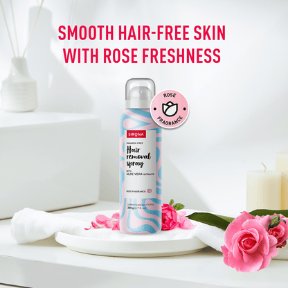 Sirona Hair Removal Spray Foam with Aloe Vera Extracts and Rose Fragrance | For Legs, Arms &amp; Underarms | Removes Hair in 10 Minutes | Parabens Free | Dermatologically Tested | 200 ml