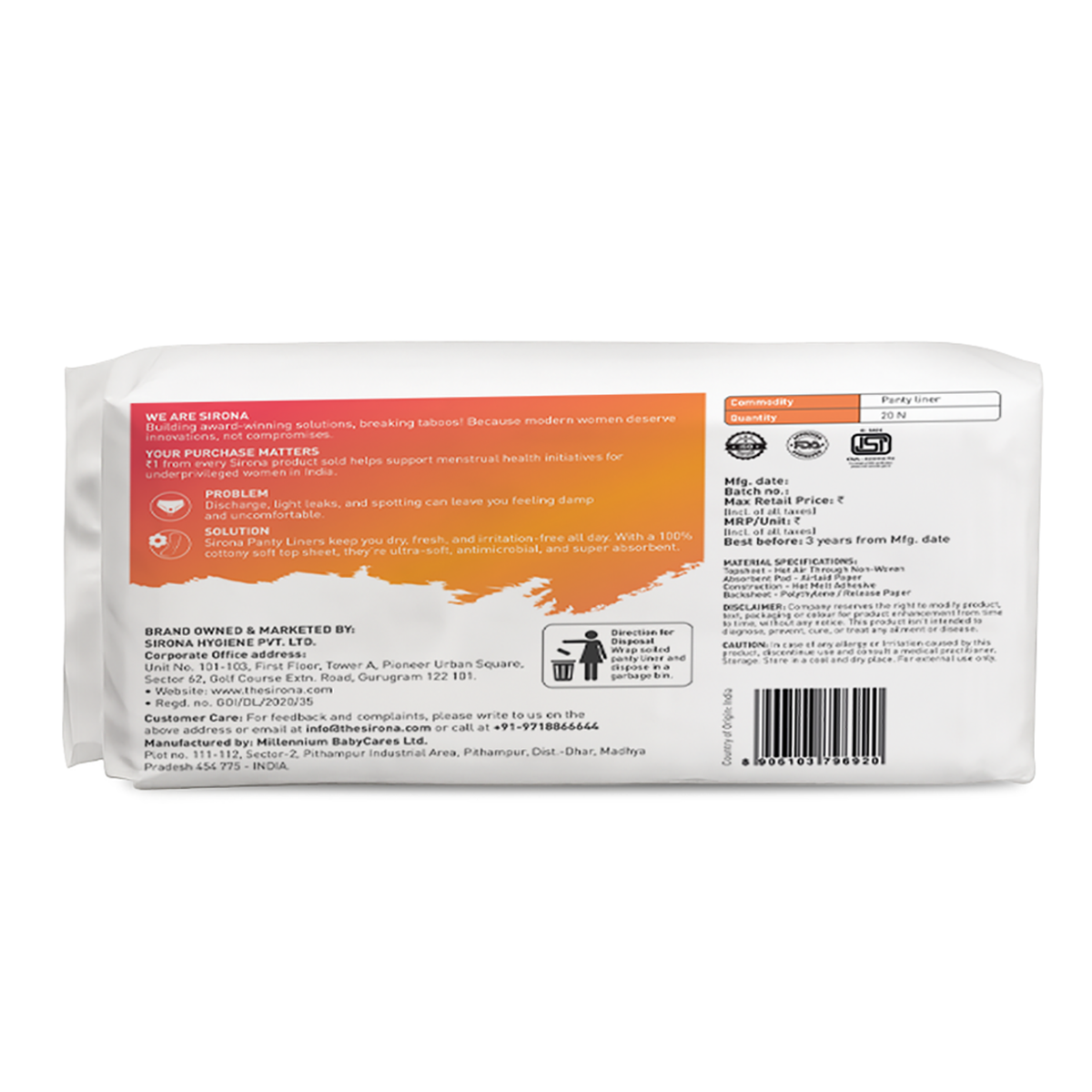 Dry Comfort Panty Liners (1 Pack of 20 Liners)