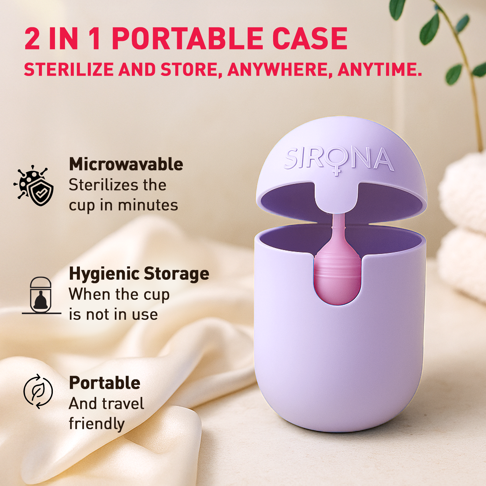 Menstrual Cup with Microwaveable Sterilizer