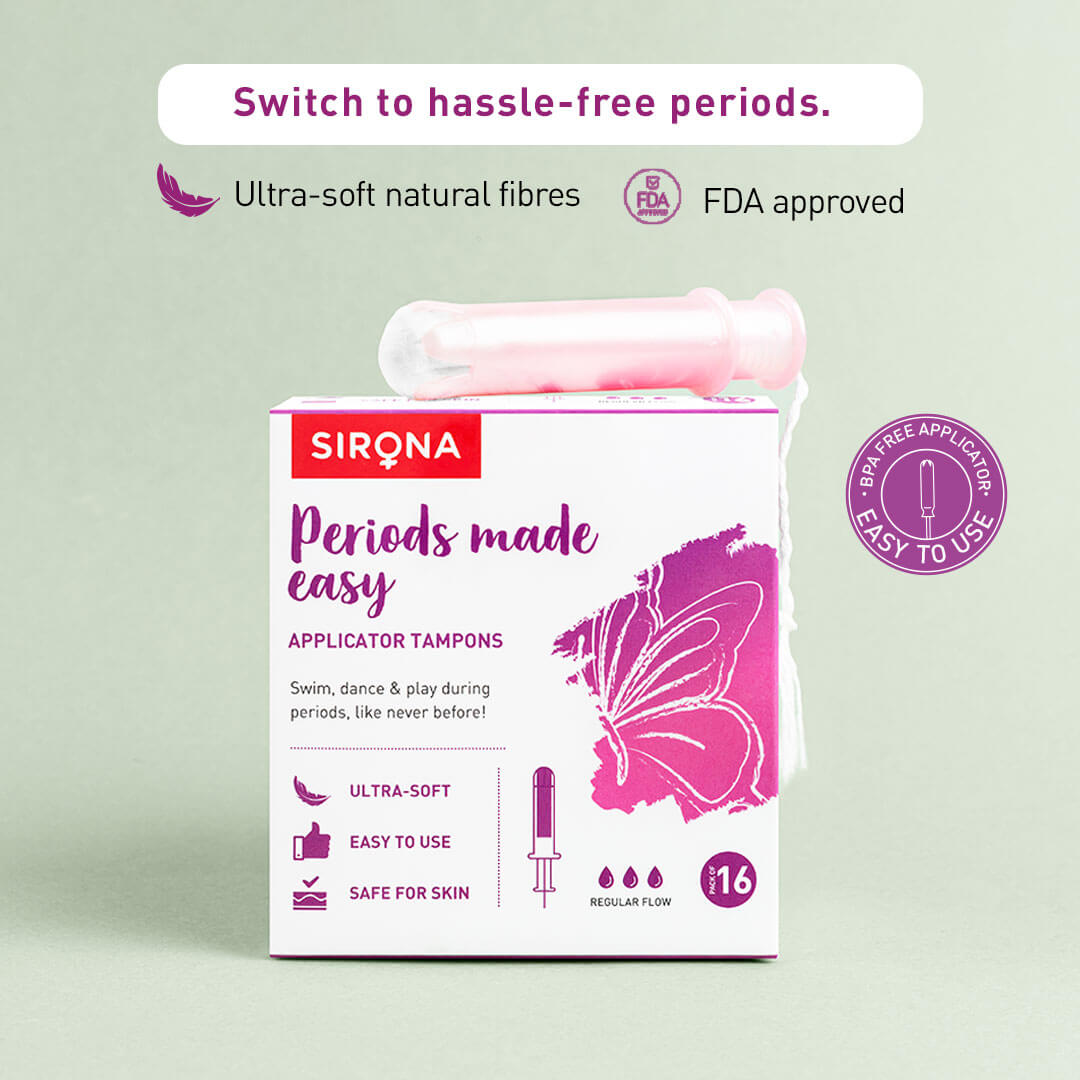 Sirona Applicator Tampons for Normal Flow | BPA-free Tampon Applicator, Ultra Soft, FDA Approved, Dermatologically tested - (16 Pcs)