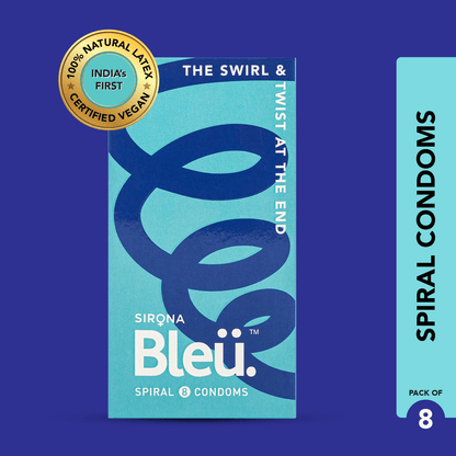 Spiral Condoms for Men (Pack of 8) | 100% Natural Ruber Latex for Extra Pleasure, Toxin Free &amp; Vegan Condoms, Reduced Itch and Irritation, Odourless