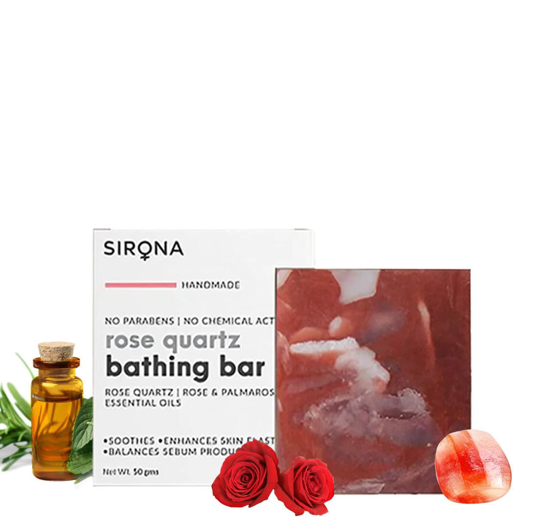 Sirona Rose Quartz Bar | Handmade Soap Enhance Radiance, Fights Infections, Paraben free, Chemicals free - 50 gm