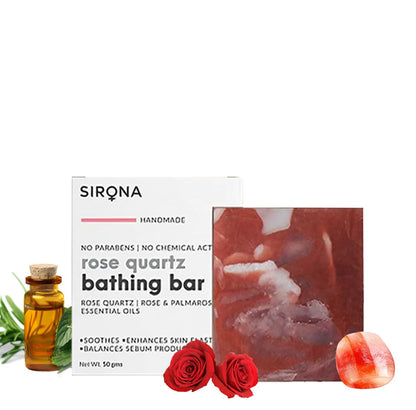 Sirona Rose Quartz Bar | Handmade Soap Enhance Radiance, Fights Infections, Paraben free, Chemicals free - 50 gm