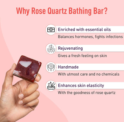 Sirona Rose Quartz Bar | Handmade Soap Enhance Radiance, Fights Infections, Paraben free, Chemicals free - 50 gm
