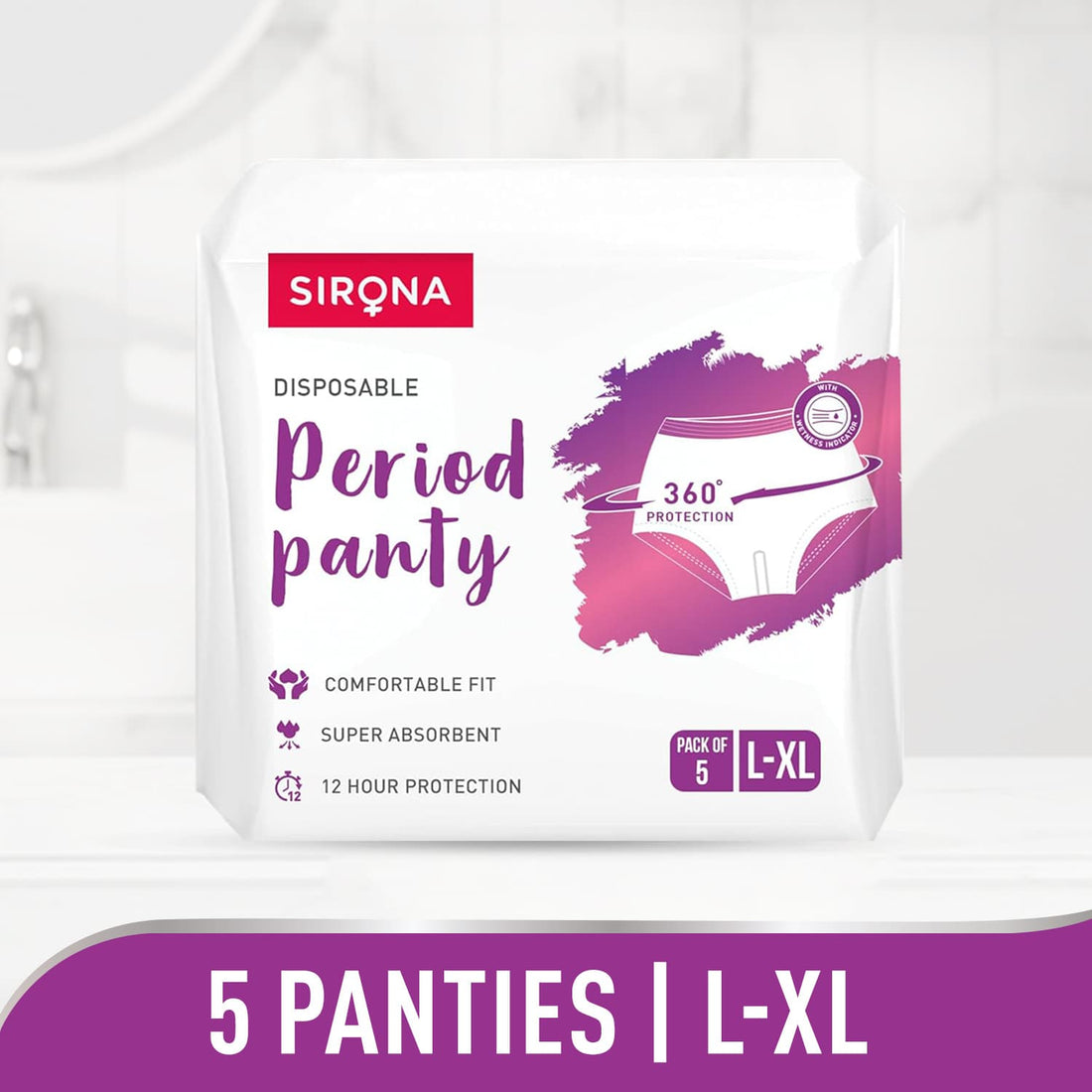 Disposable Period Panties for Women | Comfortable Fit, Super Absorbent, 360-Degree Protection, Leakproof, 12 Hour Protection - Pack of 5
