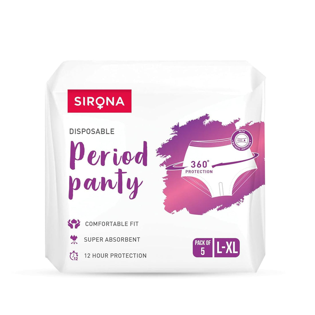 Disposable Period Panties for Women | Comfortable Fit, Super Absorbent, 360-Degree Protection, Leakproof, 12 Hour Protection - Pack of 5
