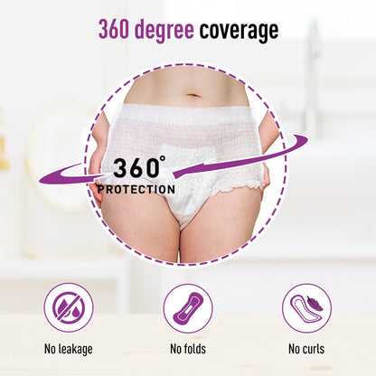Disposable Period Panties for Women | Comfortable Fit, Super Absorbent, 360-Degree Protection, Leakproof, 12 Hour Protection - Pack of 5