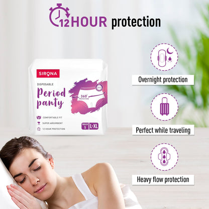 Disposable Period Panties for Women | Comfortable Fit, Super Absorbent, 360-Degree Protection, Leakproof, 12 Hour Protection - Pack of 5