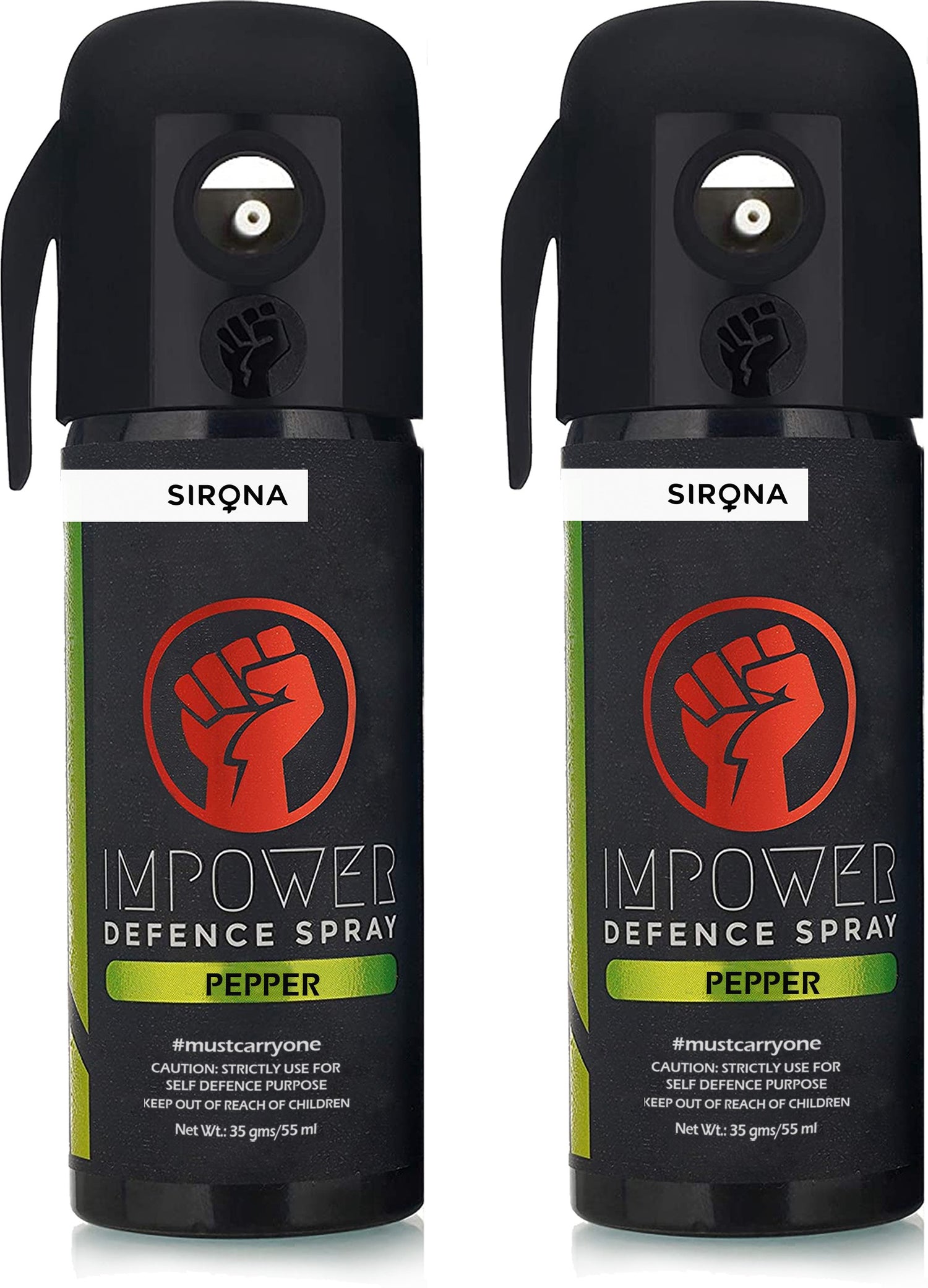 Two Sirona Impower Defence Spray Pepper bottles 