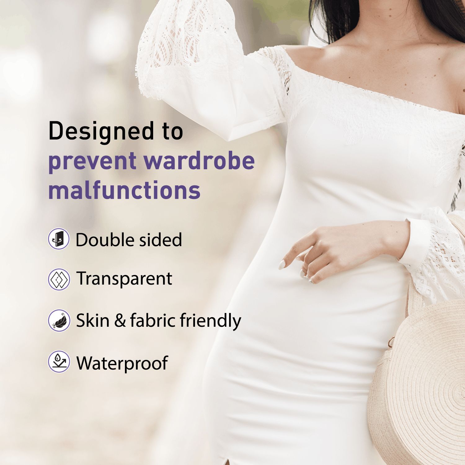 Sirona Clothing Tape | Transparent Double Sided Tape For Clothes, Fabric Fashion Tape, Fabric &amp; Skin Friendly, Backless Support - Pack of 50