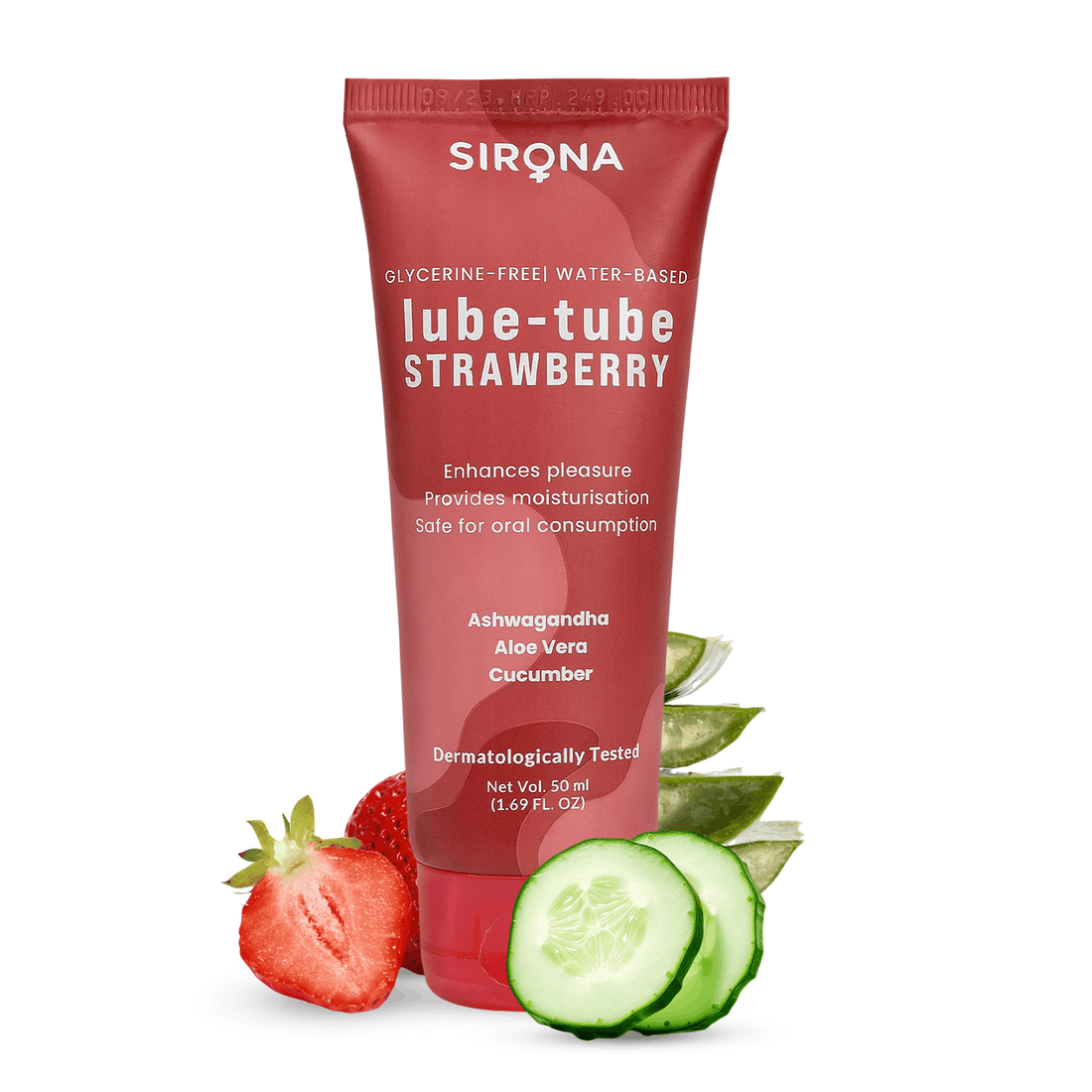 Sirona Lube Tube Strawberry Flavour | Water-based Lube for Ph Balance | Personal Lube for Sensual Massage &amp; Lubrication, Glycerine Free - 50ml