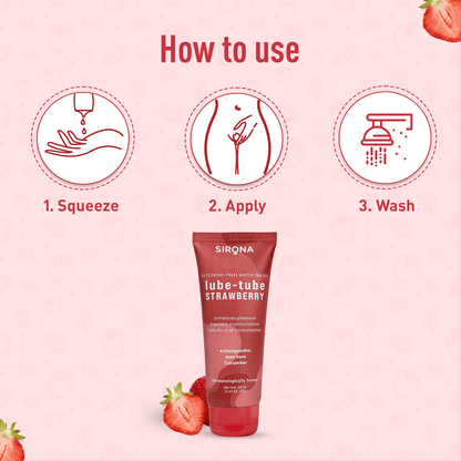 Sirona Lube Tube Strawberry Flavour | Water-based Lube for Ph Balance | Personal Lube for Sensual Massage &amp; Lubrication, Glycerine Free - 50ml