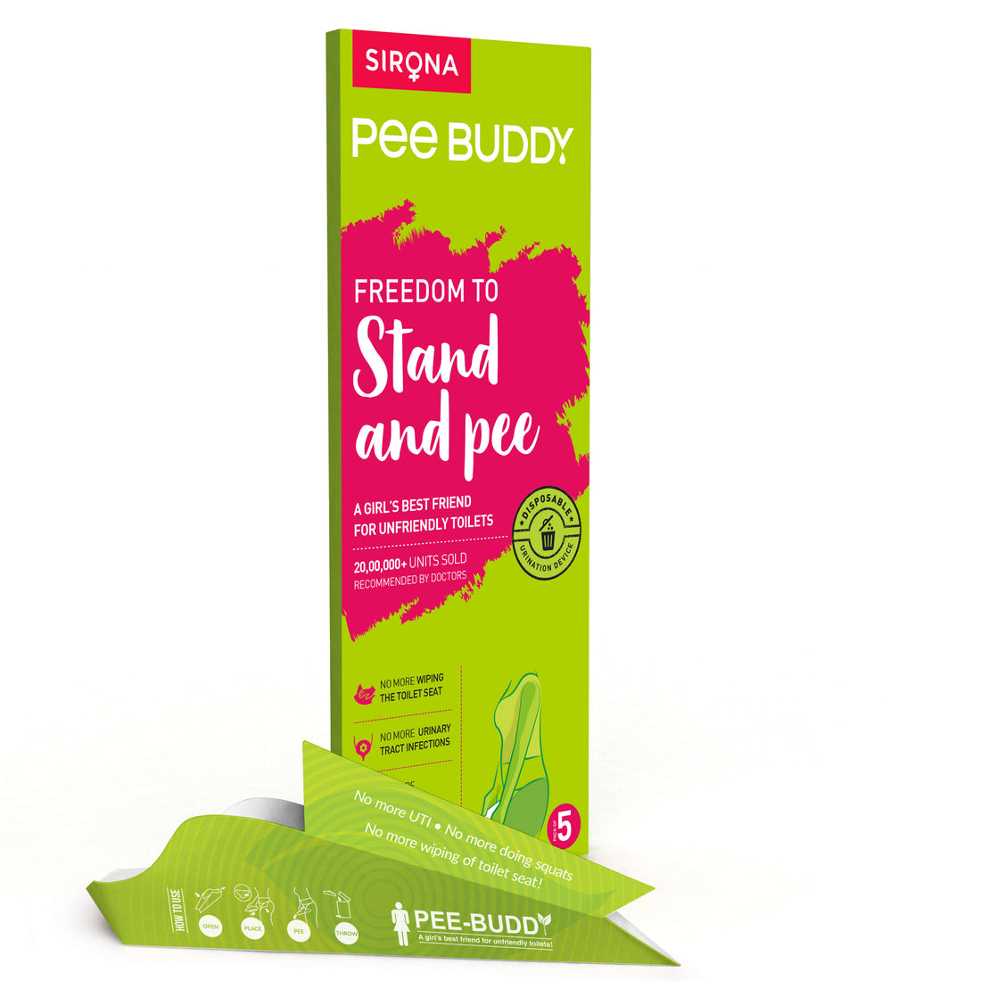 PeeBuddy Female Urination Device | Stand and Pee Urine Funnel For Women, Disposable, Portable, Leakage proof, Ideal for Public Toilets