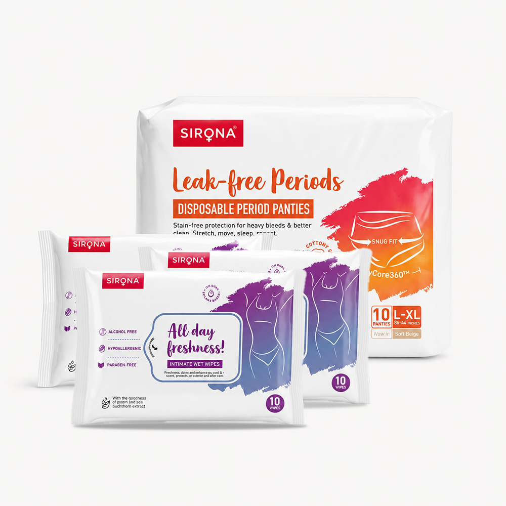 Disposable Period Panties &amp; Intimate Wipes Combo