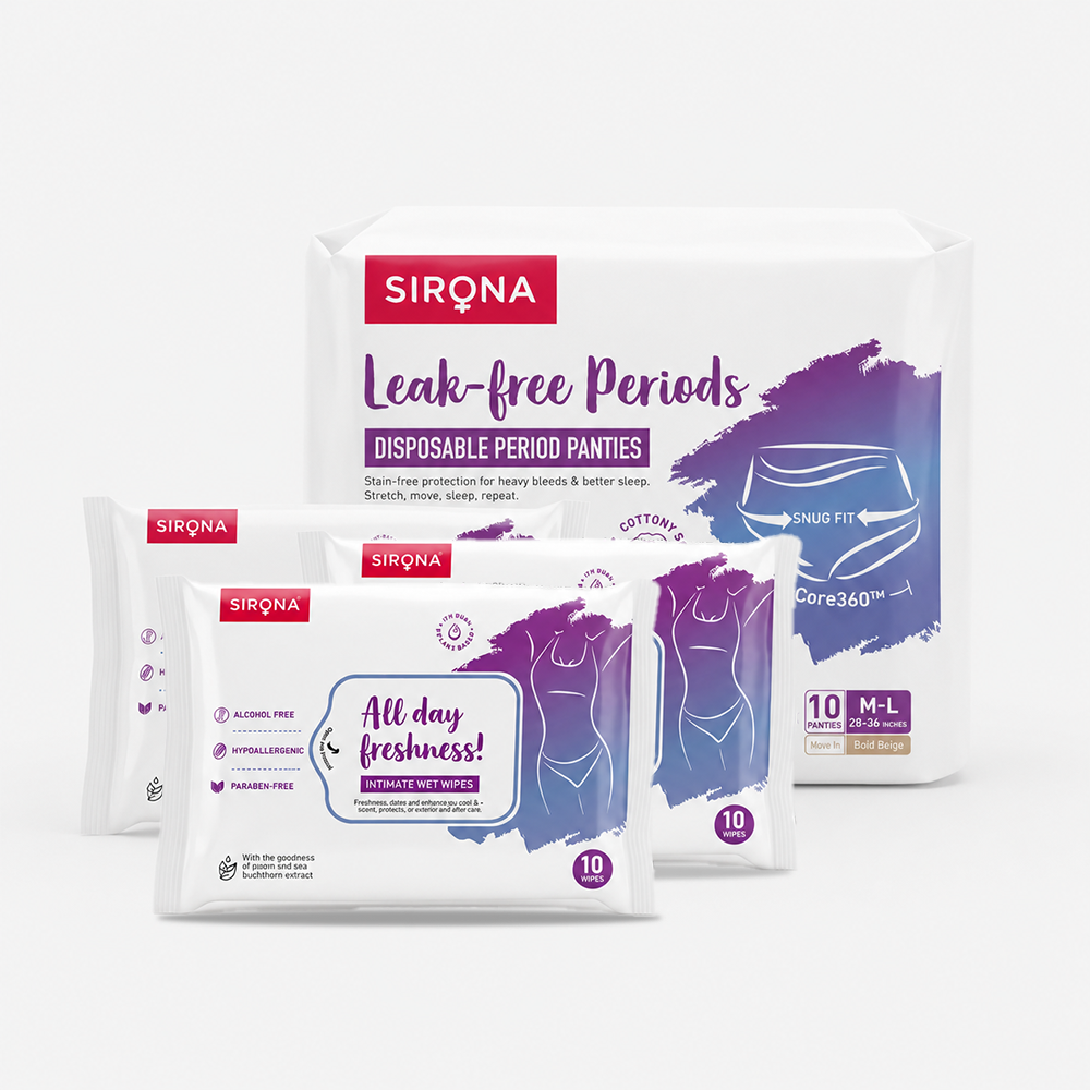 Disposable Period Panties &amp; Intimate Wipes Combo