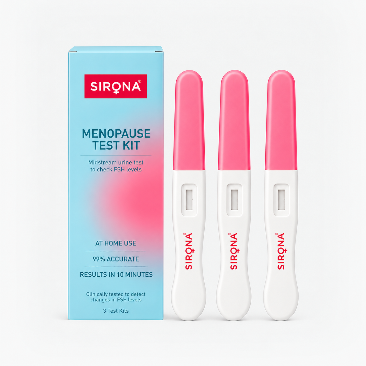 Sirona Menopause Test Kit – 99% Accurate Midstream Urine FSH Detection, 3 Tests per Kit