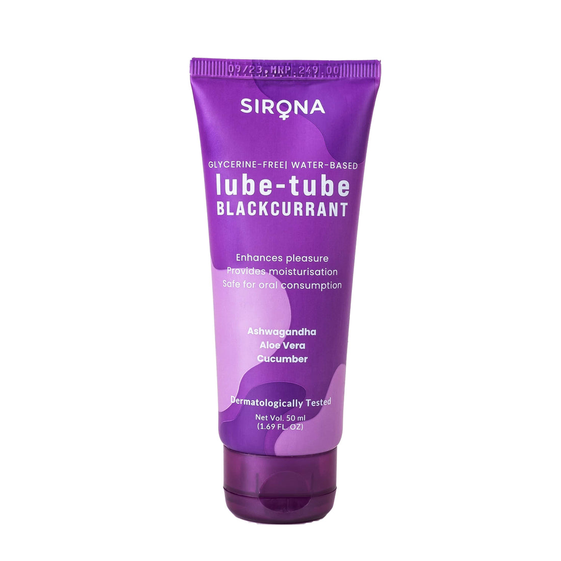 Sirona Lube Tube Blackcurrant Flavour | Glycerine Free Lubricant, Lube for Sensual Massage &amp; Lubrication, Water-Based, Dermatologically Tested - 50ml