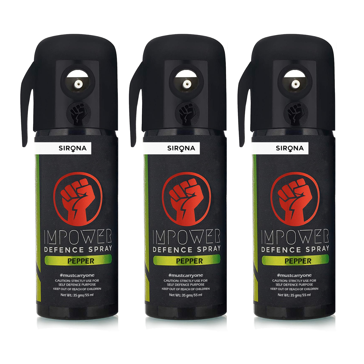 Three Sirona Impower Defence Spray bottles 