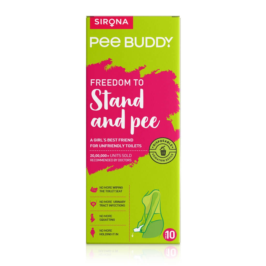 PeeBuddy Female Urination Device | Stand and Pee Urine Funnel For Women, Disposable, Portable, Leakage proof, Ideal for Public Toilets