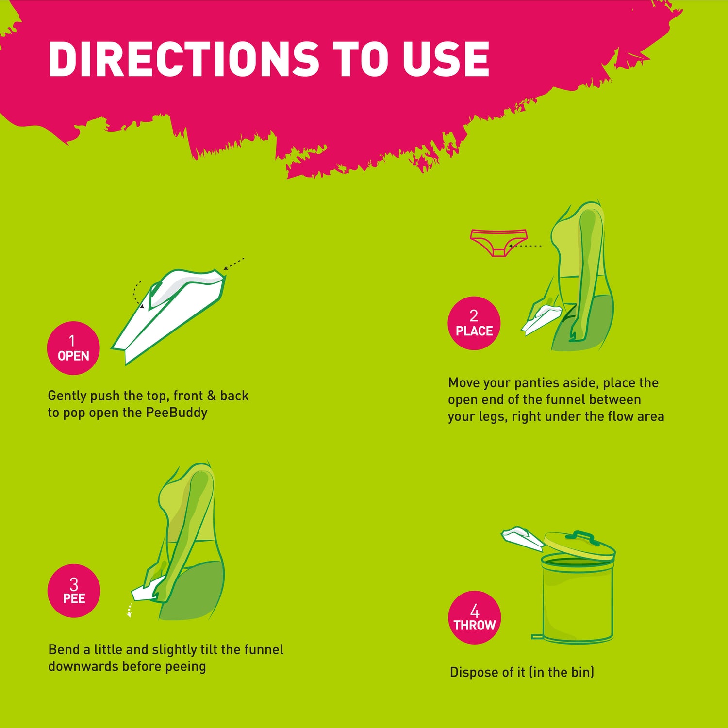 PeeBuddy Female Urination Device | Stand and Pee Urine Funnel For Women, Disposable, Portable, Leakage proof, Ideal for Public Toilets