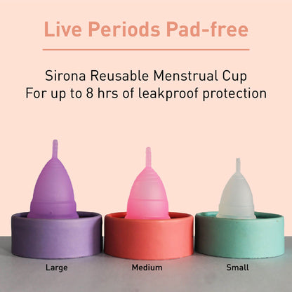 Sirona Pro Reusable Menstrual Cup with Pouch, Mini Intimate Wash &amp; Cup Wash