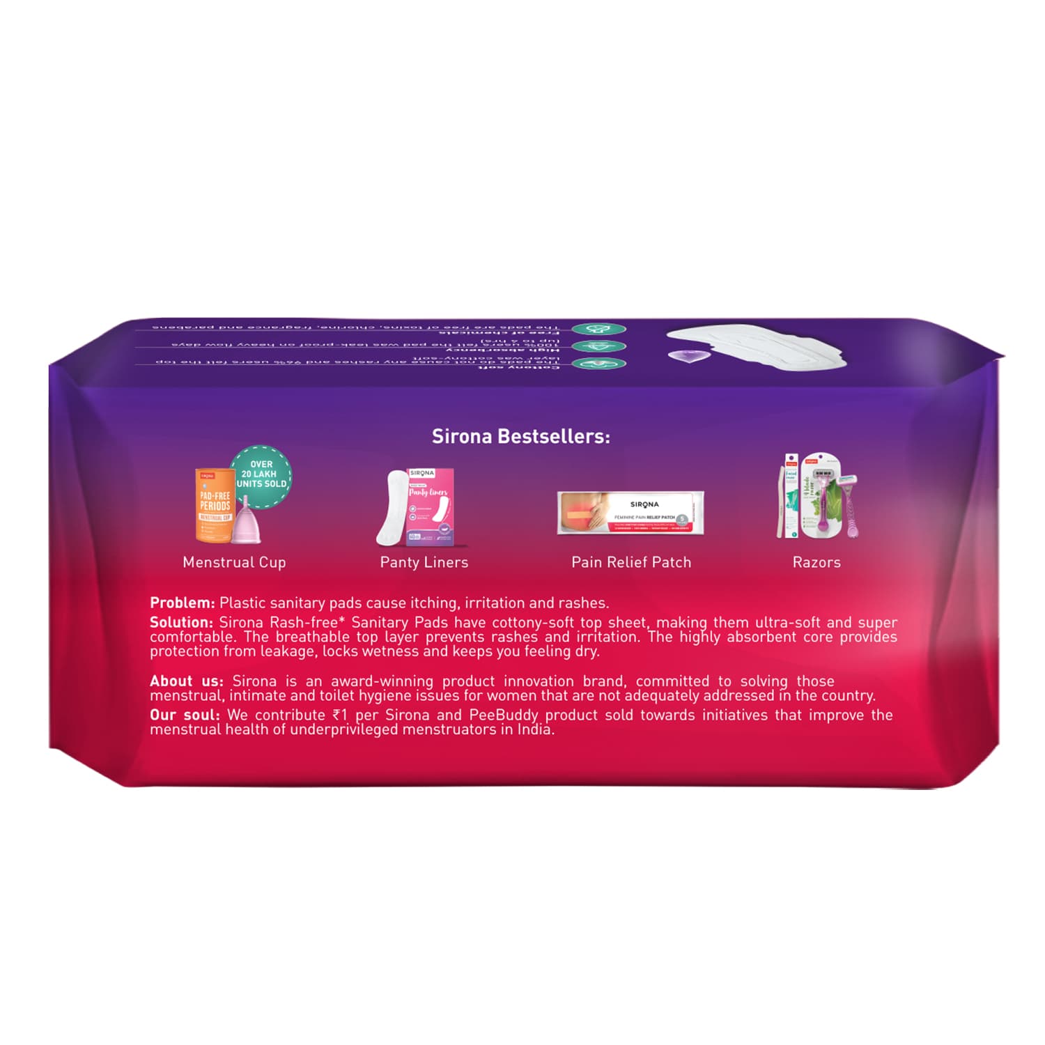 100% Rash Free Sanitary Pads for Women (XL), 30 Disposable Pads For Heavy Flow, Cottony Soft Top Sheet, Ultra Soft &amp; LeakProof, Toxin Free Napkins