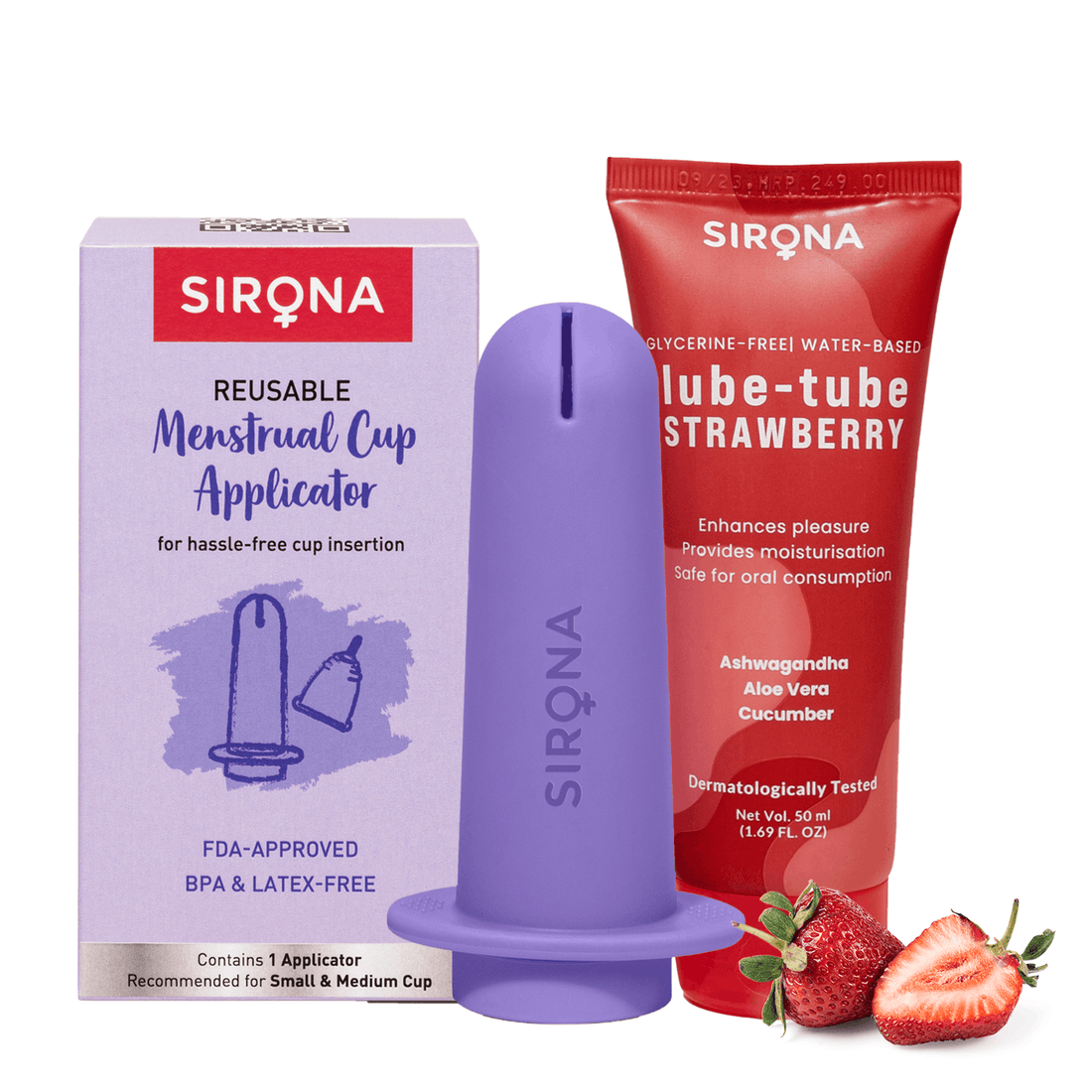 Reusable Menstrual Cup Applicator with Strawberry Lube