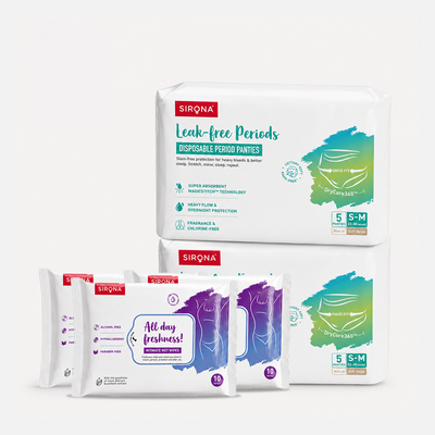 Disposable Period Panties &amp; Intimate Wipes Combo