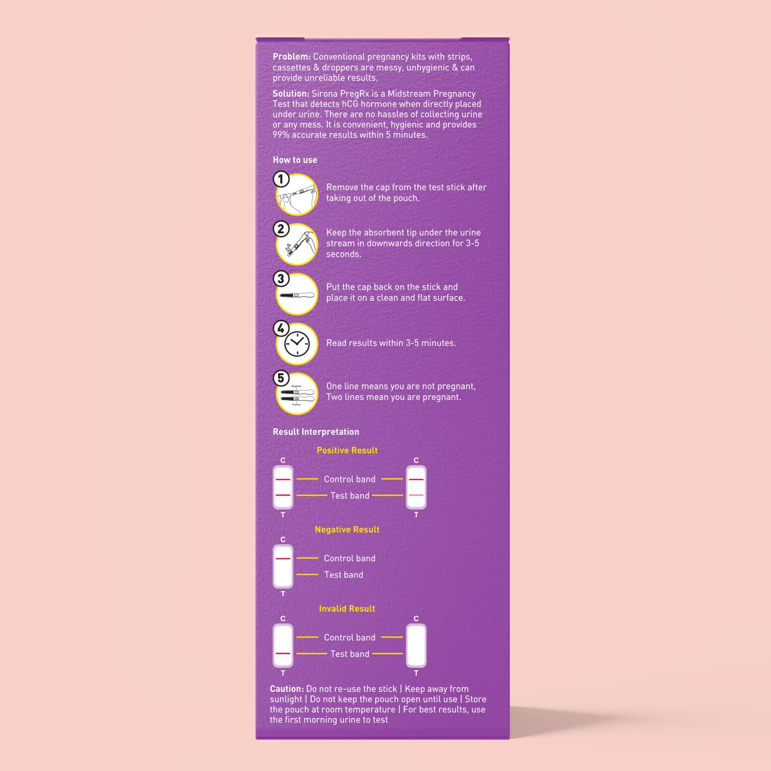 SIRONA PregRx Midstream Pregnancy Test Kit | One Step Home Pregnancy Test, 99% Accurate Results, Mess-Free, Easy-to-Use