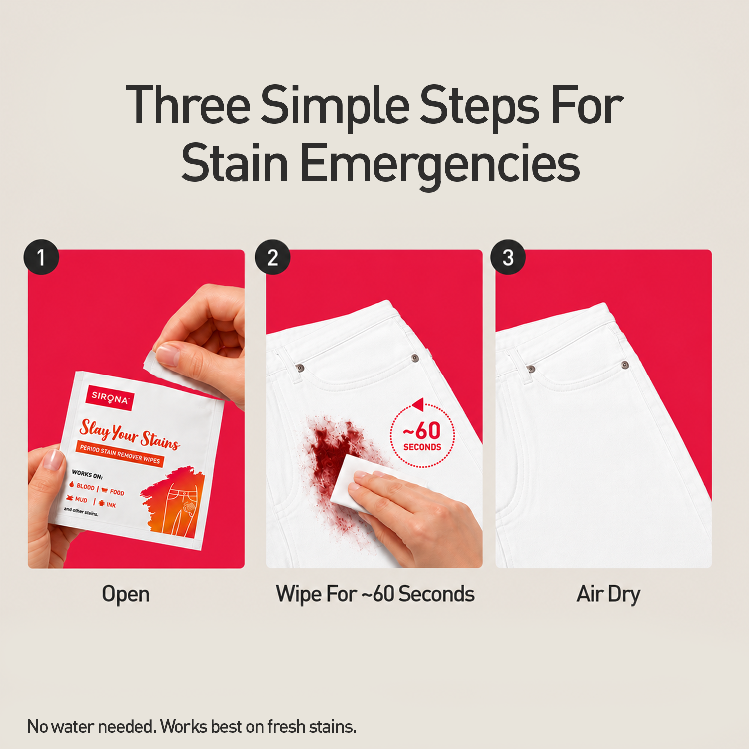 Period Stain Remover Wipes - Pack of 10