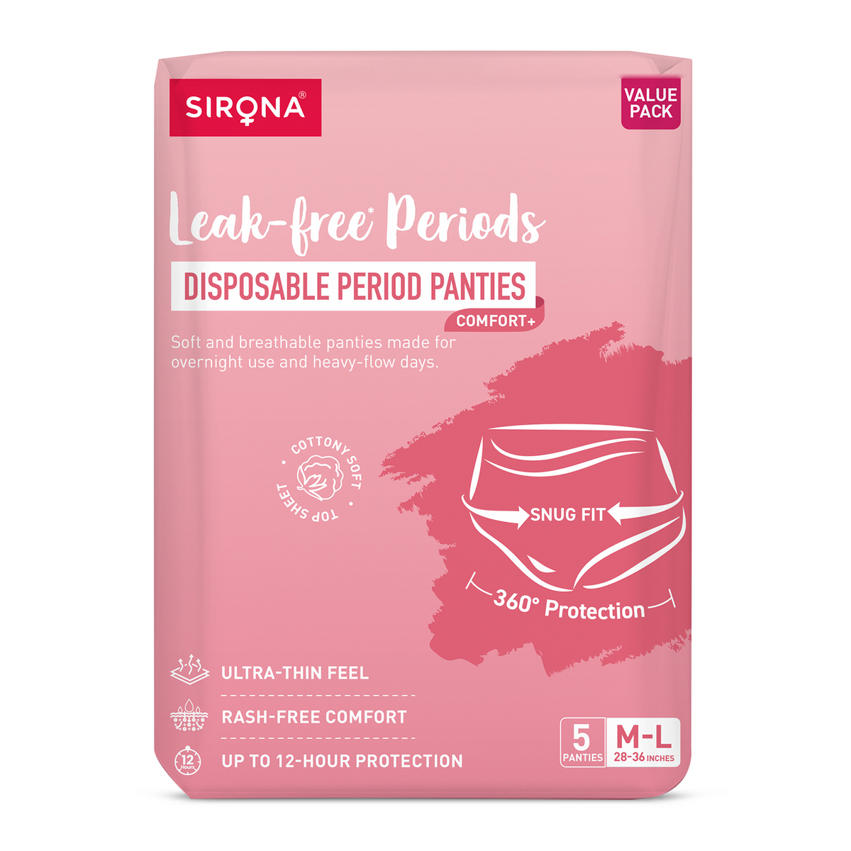 Sirona Disposable Period Panties Comfort +  M-L pack of 5